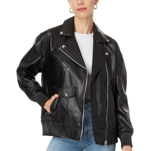 cupcakes & cashmere Jackets & Blazers - CUPCAKES and CASHMERE Faux Black Moto Jacket